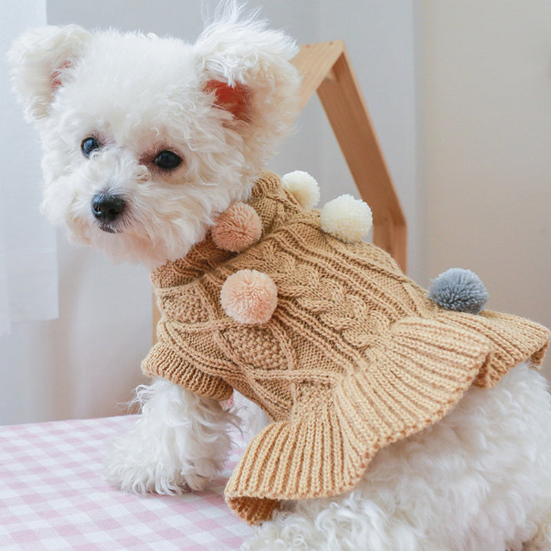 Vestido Tricot Pompom | Para Cachorro e Gato